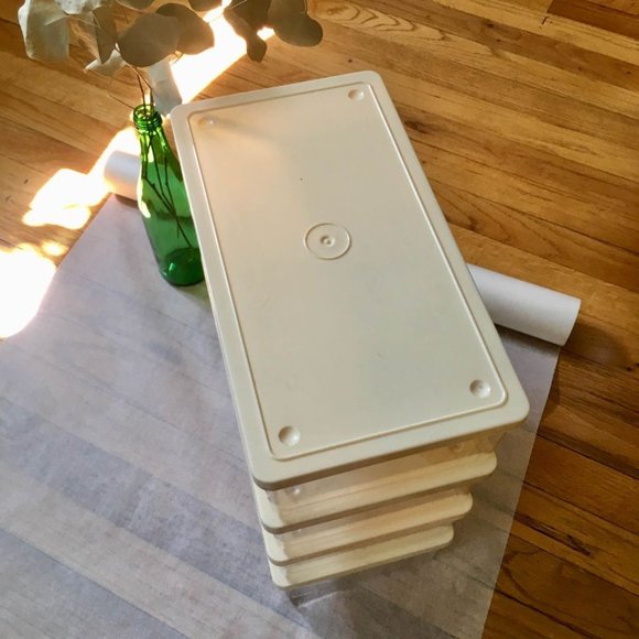 SOLD Vintage Closet Plastic Storage Boxes Set - Picture 2 of 8